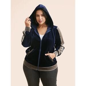 Plus Size 6X 30 Velvet BloomChic Hoodie Patch Pocket Casual Low Stretch wi/ hood